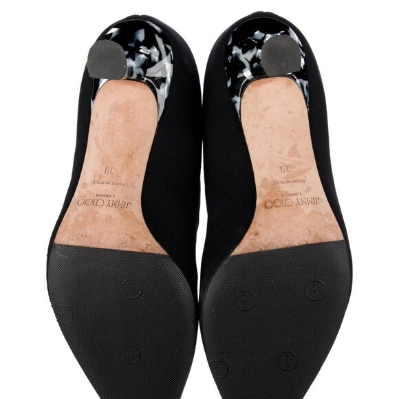 Jimmy Choo - Saber 65 - Black Booties with Marble Heel - Picture 2 of 8